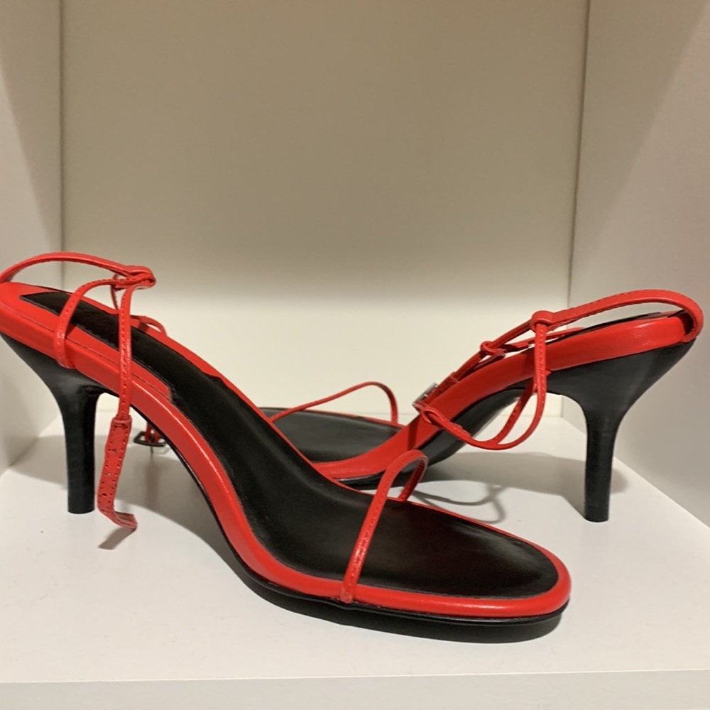 Red jaguar the label “bare sandal” strappy kitten heel size 6.5 (37) never worn